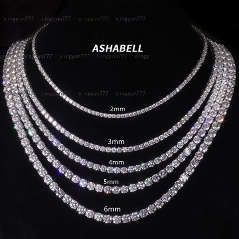 Pass Diamond Tester with GRA 925 Silver Ice Out Moissanite Tennis Necklace Vvs D Color Moissanite Tennis Chain for Men