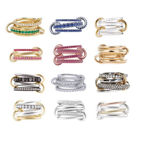 2025 New High Quality 3 Colors 4 Links Stacked Rings Micro Pave Cubic Zircon Mix Color Multi Pieces Stack Full Finger Women Jewlery