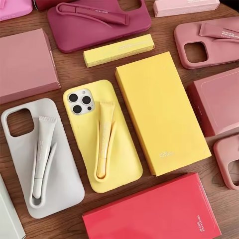 phone case With Box lip gloss Lipstick Case iphone 17 pro max cases Lipstick Lip Balm 3D Make-Up Silicone Case for iPhone 17 16 15 14 13 12 11 Holder Cover Silicone Soft
