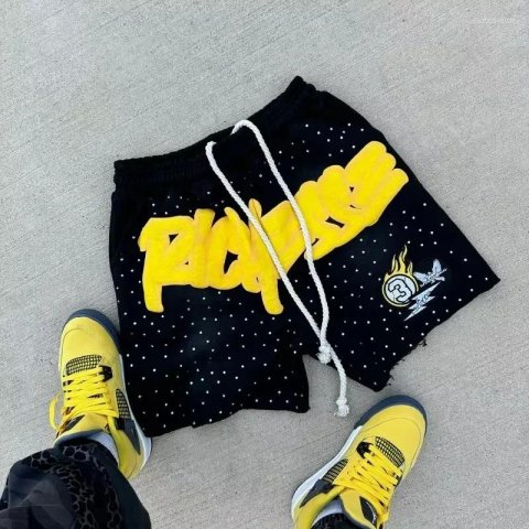 Men&#039;s Shorts Harajuku Rhinestone Letter-printed Sweatpants Fashion Quick-drying And Downhill Casual Motorcycle
