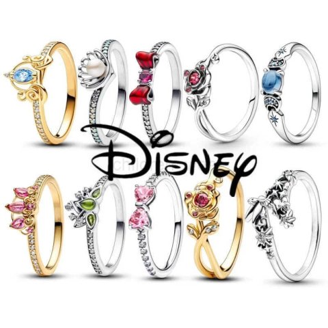 DISNEY Classic Disney Princess Series Rings Romantic Valentines Day Series Rose Rings Suitable for Womens DIY Jewelry Gifts W20250704
