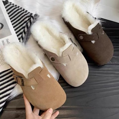 Free shipping designer slippers for mens womens flat slippers grey brown khaki Plush and Thick Retro Baotou Half Dragged Cotton Shoes