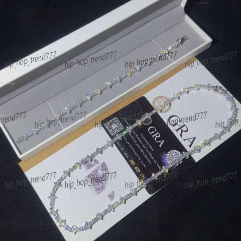 Designer 3mm New Style Hip Hop Moissanite Tennis Chain Bracelet Pass Dia Tester GRA Sier vvs tennis moissanite chain women mens fashion cuban k necklace