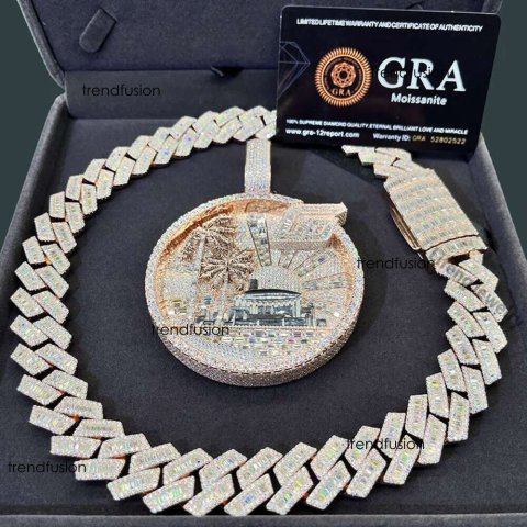 moissanite necklace designer jewelry cuban k Customization Cuban Necklace Full Iced Out Hiphop Chain Pass The Dia Test chain chains for men