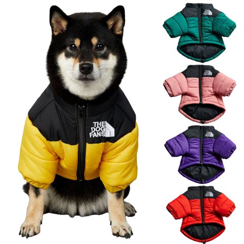 Dog Winter Coat Jacket, &#039;THE DOG FANS&#039; Embroidery Pattern Dog Clothes with Zipper, Waterproof Windproof Warm Coat, Cold Weather Clothes for Small to Large Dogs 3XL A338