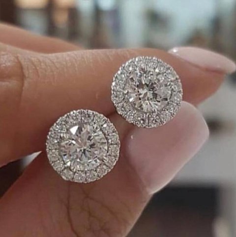 Ins Top Sell Stud Earrings Moissanite Diamond Simple Fashion Jewelry Round Cut Gemstones Party High Quality Eternity Classical Women Circle Earring Gift