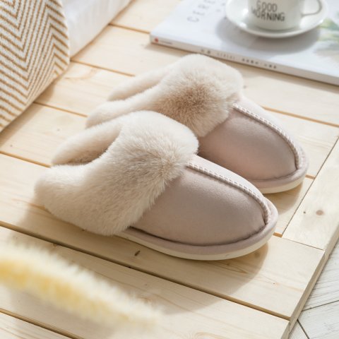 Winter New Fleece Lined Cotton House Slippers Unisex Warm Thick Plush Indoor Women Men Slippers Multiple Colors Available
