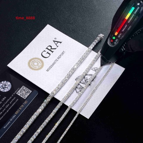 925 Sterling Silver Vvs Moissanite Chain 2mm 3mm 4mm 5mm White Gold Women Men Fine Jewelry Gifts Gra Lab Diamond Tennis Bracelet