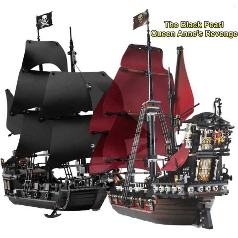 Annes Warship The Black Pearl 4195 4184 Ship Building Blocks Model Toys B Kids Gifts Y250315