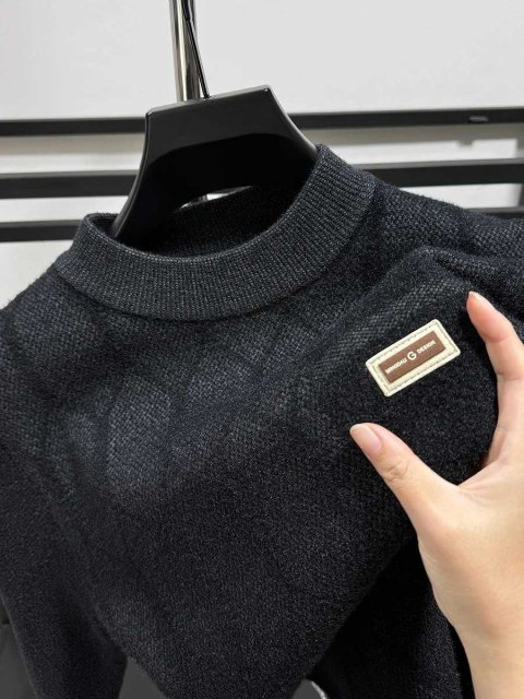 High Quality Luxury mens knitted sweater with plain neck jacquard thickened warm plow winter new style simple and fashionable version suitable for mens clo T241111