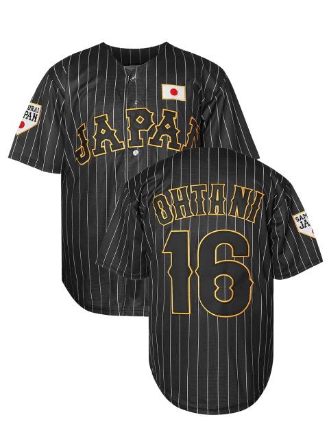 IN STOCK Mens Japan 16 OHTANI Baseball Embroidered Jersey White Black Stiched Nmae Number