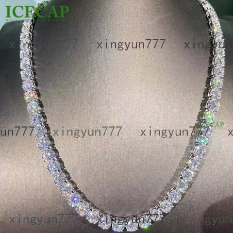 Custom 6mm Hip Hop VVS Moissanite Diamond Tennis Chain Lab Diamond Tennis Necklace for Men 925 Sterling Silver Tennis Chain