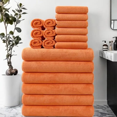 18-piece Set Bath Towel Square Towels Absorbent Soft Coral Fleece Bath Towels Face Washing Bathing Bath Towels Bathroom Towels 240730