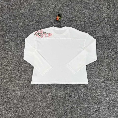 Waffle Long Sleeve Embroidery Sakura Derschutze Blossom T-Shirt Men Women Casual Loose High Quality Breathable T-shirt Clothes X250802