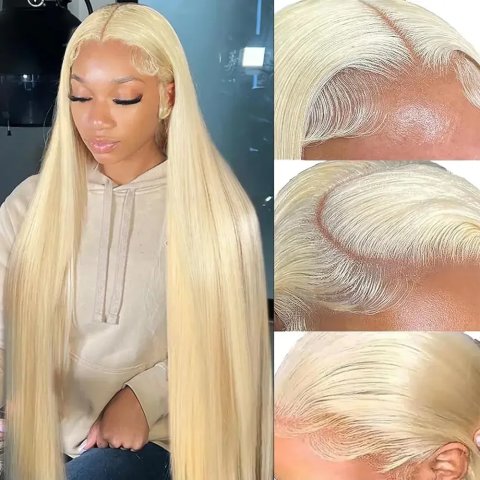 Brazilian 13x4 13x6 Full Frontal Lace 613 Blonde Colored Straight Human Hair Wigs Lace Front Wigs For Women 34 36 Inch
