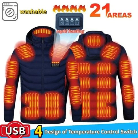 21 Areas Heating Jacket Men Winter USB Electric Heated Coat Functional Self Heating Clothes Outdoor Snow Ski Thick Padded Jacket 250820