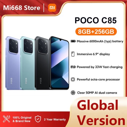 Xiaomi POCO C85 NFC, 8+256GB,MediaTek Helio G81-Ultra, 6.9&quot;, 120 Hz, 50 MP Camera, 6000 mAh Battery, IP64