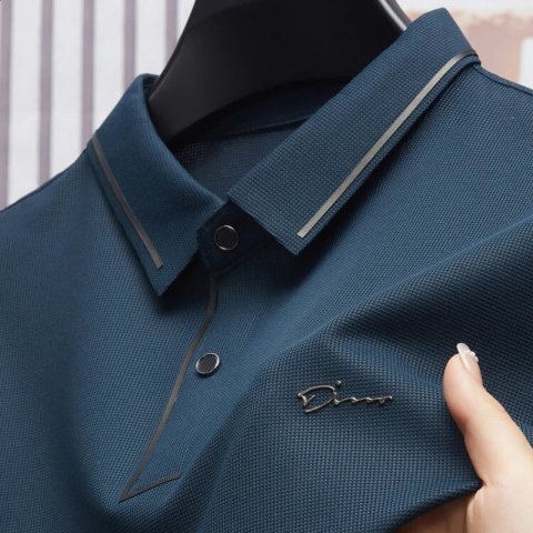 Men&#039;s Polos Mens Polo Shirt Seamless Premium Cool Fabric Business Casual Golf Slim Fit Blouse Collar T-shirt 240820