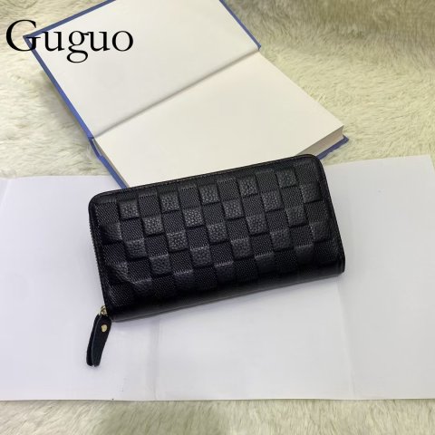 Guguo Designer Bag Women&#039;s Long Genuine Leather Wallet Fashion Flip Embossed Cowhide Multi-card Slot Soft Leather 80% Luxury Bag Off Zipper New Style