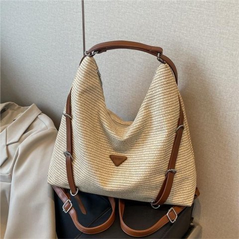 Ladies Beach Bag Straw Summer Bags Women, Large Woven hot Backpack, Single Shoulder Design - Perfect for Vacation & Daily Use