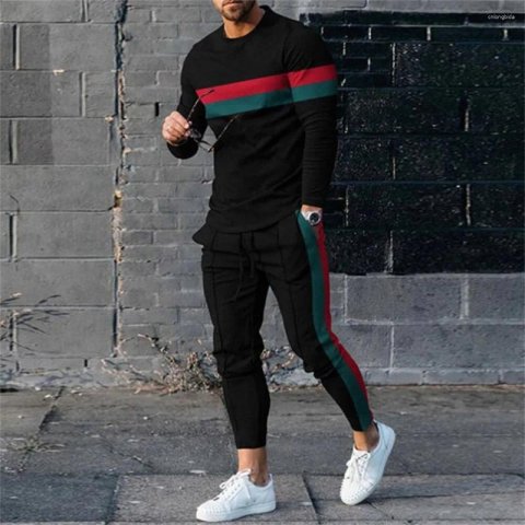 Men&#039;s Tracksuits 2024 Autumn Tracksuit Long Sleeve T Shirt Sweatpants Suit Men Streetwear Vintage Sweatshirt Oversized Clothing 2 Piece Sets