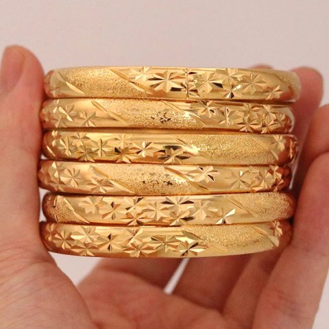 Bangle 8MM 6pcsbatch Dubai Mens Gold Bracelet 24k Colorful Ethiopian Bracelet African Jewelry Saudi Arabia Wedding Bridal Gift 231116