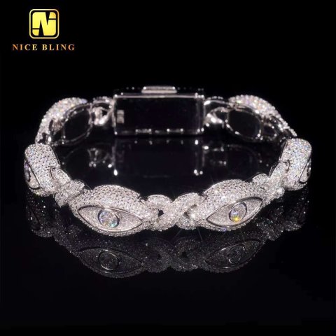Pass Diamond Tester 925 Silver Gold Plated Hip Hop Jewelry Custom Infinite Eyes 8-character Chain VVS Moissanite Cuban Bracelet