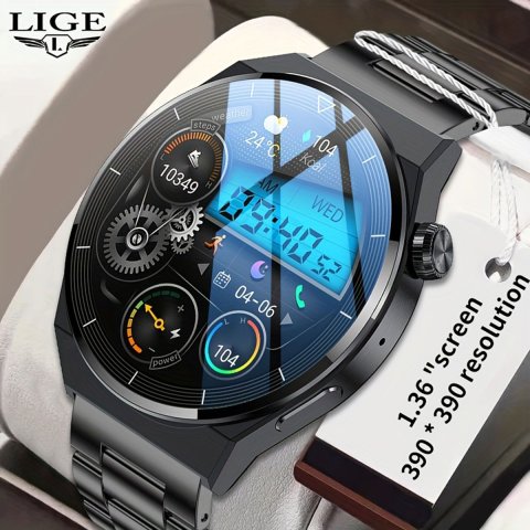 LIGE Fashion New Smart Watch Waterproof Step and Heart Rate Monitoring Bluetooth Call Intelligent Reminder Multi functional Sports Watch