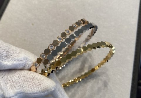 High Version V Gold CNC Shangmei Honeycomb Bracelet Pure Silver Plated 18k Rose Gold Inlaid with Diamonds Light Internet Celebrity Jewelry 250728