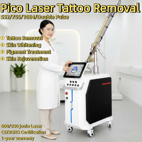 High Power Picosecond laser Machine 532/755/1064/Double Pulse Tattoo Removal Machine 600MJ/950MJ Skin Whitening Pigment Treatment Skin Rejuvenation Machine