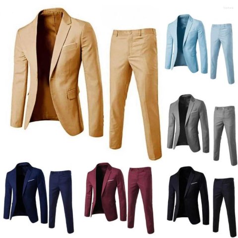 Men&#039;s Suits 1 Set Business Suit Stylish One Button Formal Groom Anti Deformation