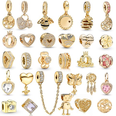 New Popular 925 Sterling Silver Gold Bee Feather Tree Of Life Bella Beads Fit S925 Snake Charm Bracelet Ladies Jewelry Special Offer