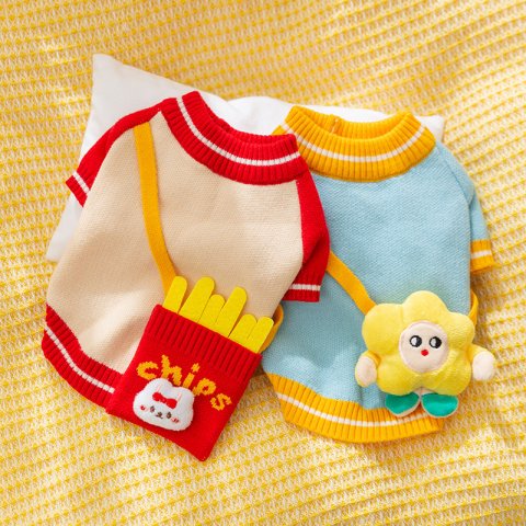 Dog clothes, autumn and winter warm sweaters, cute shoulder bags, knitted sweaters, teddy, cats, two legged pet clothes HS45