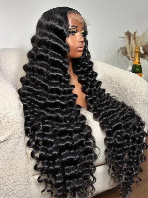 30 Inch Loose Wave Wig Human Hair Curly Wigs Loose Deep Wig 13x6 Hd Lace Front Wig Brazilian Black Deep Wave Frontal Wig For Women Ready To Wear