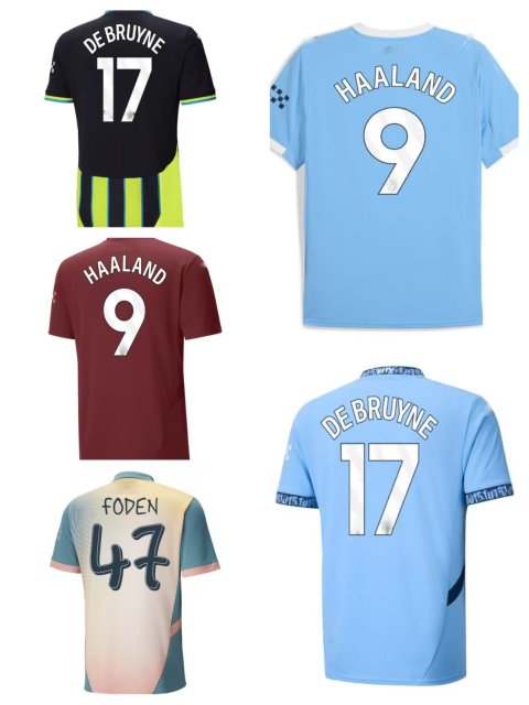 2526 Season Harland #9 Foden #47 Adult Soccer Jersey De Bruyne #17 Gralish #10 Rodriguez #16 Kids Club World Cup Short Sleeve Casual Training Soccer Jersey