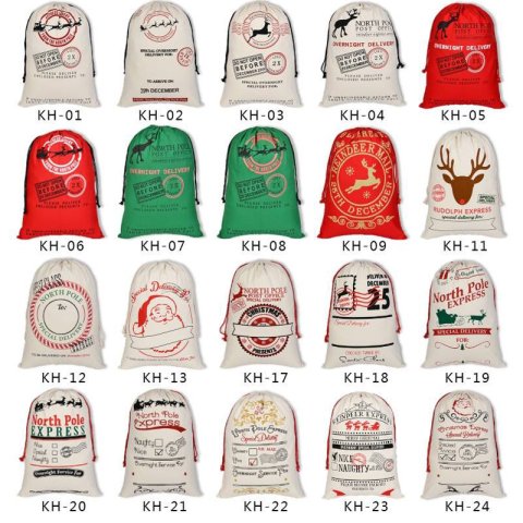 Santa Sacks Monogrammable Christmas Gift Bags SantaSack Drawstring Bag SantaClaus Deer 33 Designs Bulk in Stock YW244-WLL