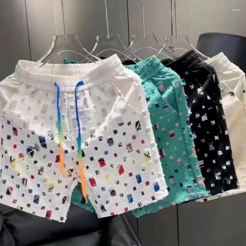 Men&#039;s Shorts Summer Loose Couple Versatile Casual Straight Flower Oil Painting Beach Hawaiian Silk