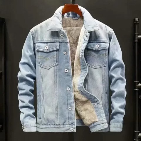 Denim Jackets Man Black Jeans Coat for Men Padded Wool with Sheep Button Padding Warm Size L Korea Joker Outwear Y2k Winter 2024 240913