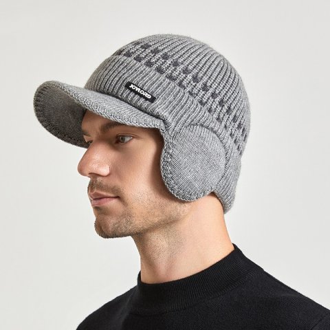 Veet Winter Men&#039;s Pullover Ear Protection Baseball Outdoor Cold Proof and Warm Knitted Hat Cross-border