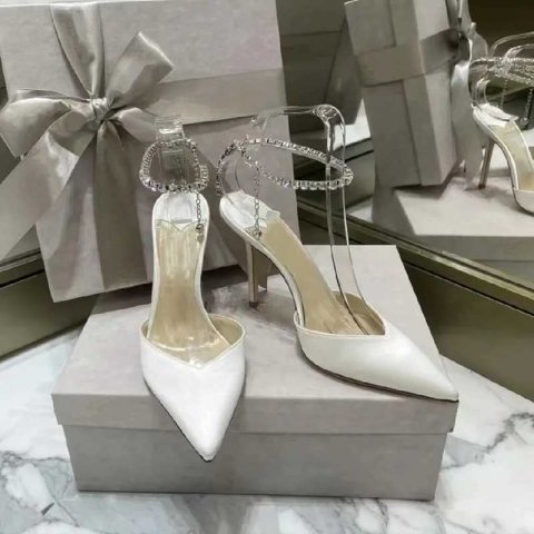 Satin Crystal Rhinestone High New Heel Sandals For Weddings - Hot Quality Thin Strappy Y250115