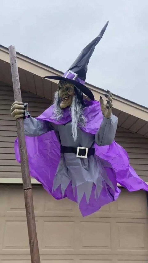 Halloween Decorations Outdoor 12ft Flying Witch Sound Touch Activated Sensor Animatronic Scary Halloween House OrnamentXJ250906