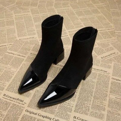 Autumn Winter Fleeces Women Sock Ankle Boots Fi Square Heel Ladies Elegant Keep Warm Short Booties Womens FootwearXJ241212