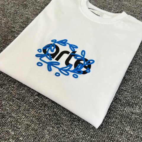 White Arte Flower Wreath Embroidery T Shirt Men Women Best Quality Short Sleeve T-shirt Top Ts X250623