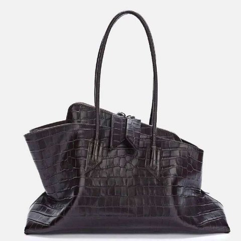 Retro Crocodile Pattern Large Capacity Tote Design Women&#039;s Pleated Pu Leather Shoulder Female Daily Commuter Bag 2025