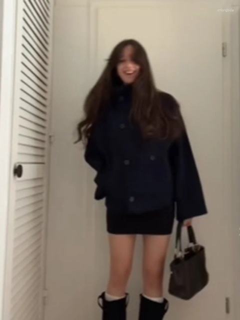 Women&#039;s Jackets Fashion Stand Collar Short Jacket For Women Long Sleeve Double Breasted Coat 2025 Autumn Street Elegant Lady Outerwear