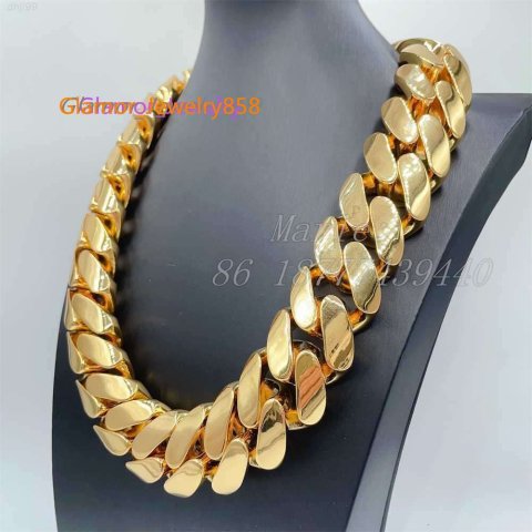 Width Brass Gold Chain Custom Big Necklace 30mm Cuban k ChainMade of pure gold