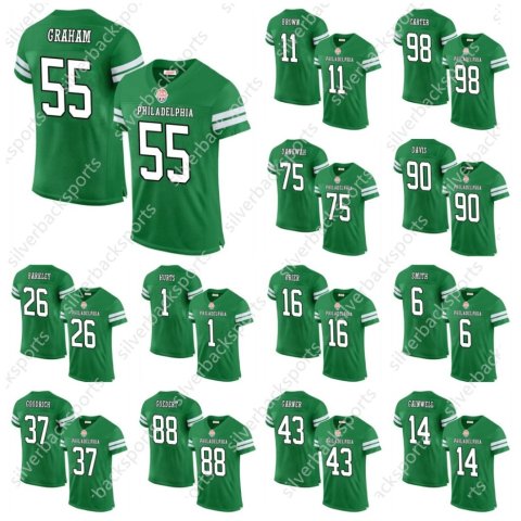 26 Saquon Barkley Jalen Hurt Men/Youth Custom Football Jersey Brown Carter DeVonta Smith Jason Kelce Kenny Pickett Cooper DeJean Huff Lane Johnson Mailata Goedert