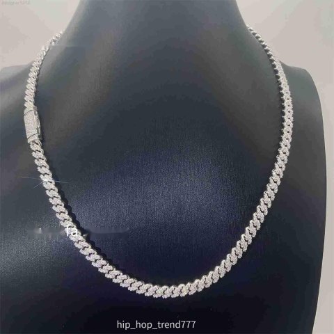 Pass Diamond Tester Gra Certificates 6mm 8mm Width One Row 925 Sterling Silver Vvs Moissanite Cuban Link Chain Necklace