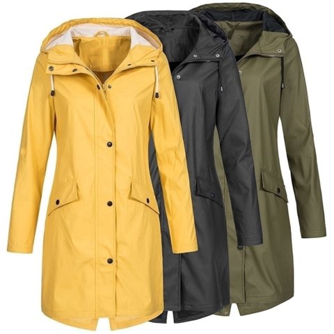 Women&#039;s Jackets Solid Rain Jacket Outdoor Hiking Hoodie Waterproof WindProof Long Coat Femme Warm Outwear Plus Size Women Clothing 221109