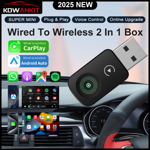 Wireless CarPlay Android Auto AI Box Plug & Play Auto Connect 2in1 for Interior Cars in Car Play Accessories 5G WiFi HD K8 MINI